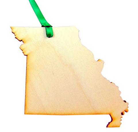 Missouri Wooden State Map Christmas Ornament Boxed Gift Handmade in the U.S.A.