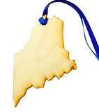 Maine Wooden State Map Christmas Ornament Boxed Gift Handmade in the U.S.A.