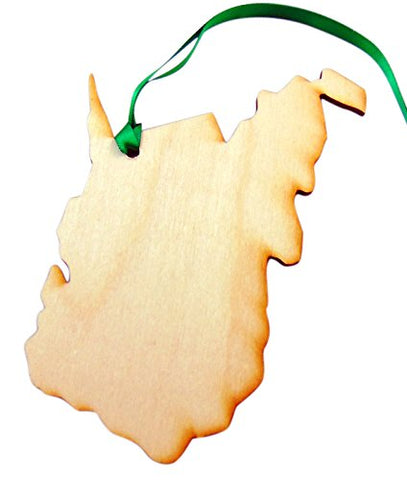 West Virginia Wooden State Map Christmas Ornament Boxed Gift Handmade in The U.S.A.