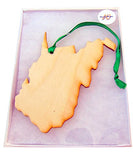 West Virginia Wooden State Map Christmas Ornament Boxed Gift Handmade in The U.S.A.