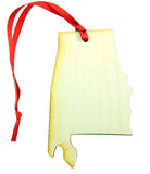 Alabama Wooden State Map Christmas Ornament Boxed Gift Handmade in The U.S.A.