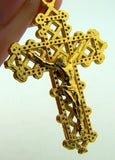 Gold Tone Lattice Pendant Charm Christ Crucifix Jewelry Jesus Cross Italy