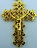 Gold Tone Lattice Pendant Charm Christ Crucifix Jewelry Jesus Cross Italy