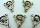 Mary with Stars Rosary Parts Centerpiece Silver Gilded Set of 5 from Italy
