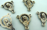 Mary with Stars Rosary Parts Centerpiece Silver Gilded Set of 5 from Italy