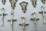Crucifix Miraculous Mary Cross Rosary Silver Tone Metal Gift Lot of 10
