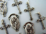 Cross Crucifix Mary Pray Jesus Rosary Silver Gilded Lot