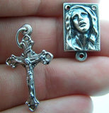 Crucifix Mary Cross Rosary Center Piece Silver Tone Metal Lot of 30
