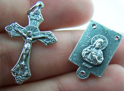 NEW 10/pc Metal Center Piece Separator Crucifix 2 Sided Rosary 
