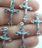 Crucifix Cross Rosary Center Piece Part Silver Tone Lot Of 5  from Italy