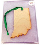 Indiana Wooden Christmas Ornament State Map Boxed Gift Handmade in the U.S.A.