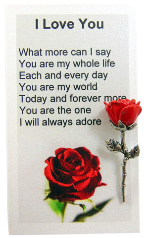 Valentines Day Rose Pocket Flower Keepsake with I Love You Card Gift Set