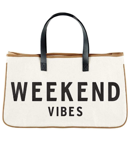 Weekend Vibes Canvas Tote Bag, Beach Bag, Beach Tote, Carry Bag by Santa Barbara Design Studio