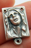 Sorrowful Madonna Mary Metal Rosary Centerpiece Part Gift from Italy 3/4"