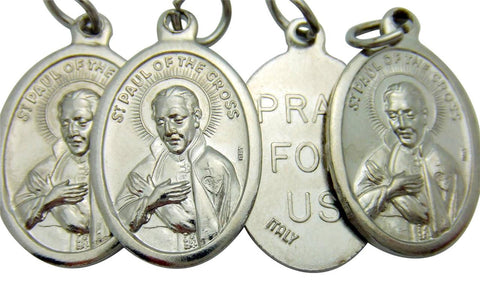 4 St Paul Of The Cross Silver Tone Metal Protection Medal Saint Gift 3/4"