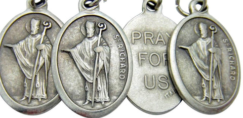 MRT Lot Of 4 St Richard Silver Tone Metal Protection Medal Holy Saint Gift 3/4"