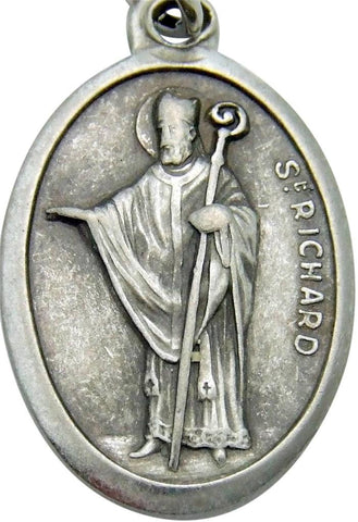 MRT St Richard Silver Tone Metal Protection Catholic Medal Holy Saint Gift 3/4"