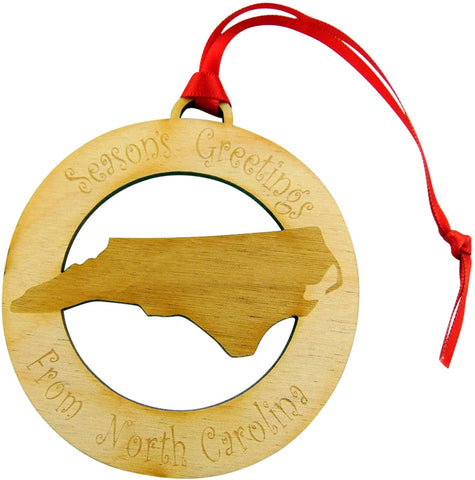 North Carolina Ornament Seasons Greetings Wooden Christmas Tree Decoration