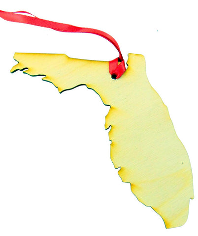State of Florida Wooden Christmas Ornament Gift Handmade in the U.S.A.