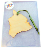 State of Hawaii Big Island Wooden Christmas Ornament Boxed Gift Handmade in the U.S.A.