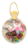 Beach Christmas Ornament for #1 Teacher with White Sand and Starfish