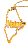 Maine Wood Christmas Ornament Gift Boxed Wooden State Map Decoration 3 Inch