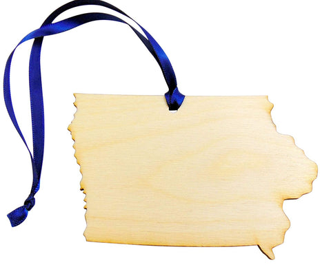 Iowa Wooden Christmas Ornament State Map Decoration Boxed Gift Handmade in The U.S.A.