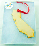 California Wooden Christmas Ornament State Map Boxed Gift Handmade in the USA