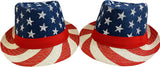 USA Patriotic Fedora American Flag Staw Hat 4th of July Cap Wear One Size for Men or Women, Set of 2 Red