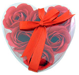 Valentines Day Rose Shaped Soap Set for Her in Heart Shaped Box with Card