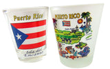 Puerto Rico Shot Glass Pack with Map and Flag Image Souvenir, Set of 2