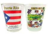 Puerto Rico Shot Glass Pack with Map and Flag Image Souvenir, Set of 2