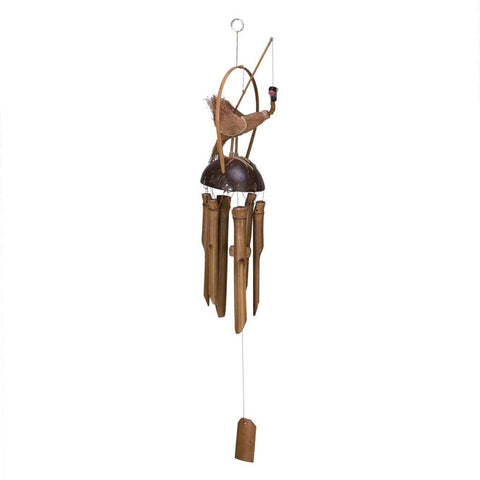 Moving Bird Coconut and Bamboo Wind chime, 23 Inches CLEARANCE!