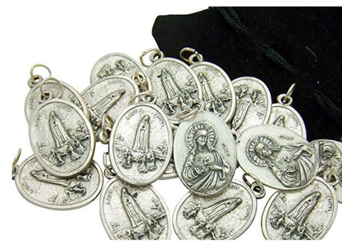 Bulk Medal Lot Set of 20 Our Lady of Fatima Metal Pendant 3/4 Inch W Bag From Italy