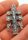 SET OF 10 Caravaca De la Cruz de Espana Metal Crucifix Pendant Cross 1.5" Italian Made