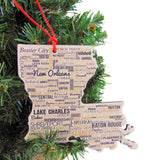 Louisiana Christmas Ornament Wooden Tree Decoration Gift Boxed, 4 3/4 Inch