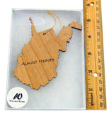 West Virginia Almost Heaven Ornament Wooden State Shaped Christmas Tree Decoration Gift Boxed Made in USA