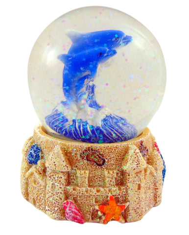 Dolphin Sand Castle Beach Miniature Souvenir Snow Globe