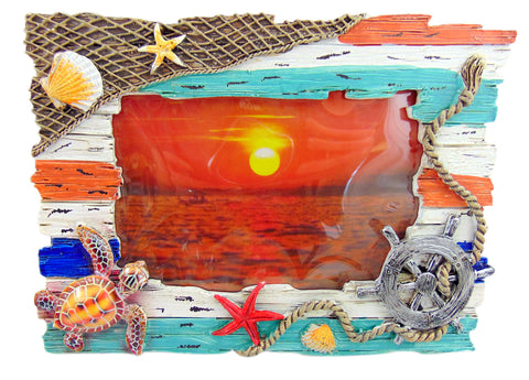 Nautical Beach Sea Creatures Polyresin 4 x 6 Inch Picture Frame