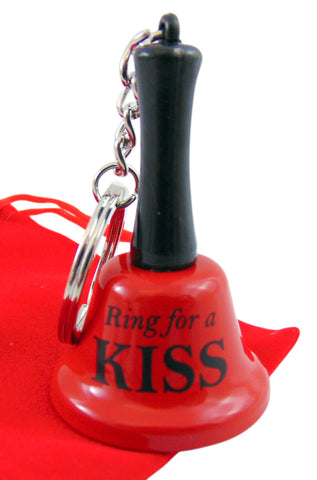 Ring for a Kiss Red Bell Key Chain Romantic Keepsake with Gift Bag