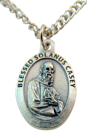 Blessed Solonus Casey Medal 3/4"L w/ 24" Endless Stainless Steel Chain Made in Italy
