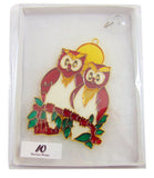 Owls on Branch Bird Suncatcher Window Ornament Decoration with Suction Cup Gift Boxed, 5 Inch