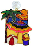 Beach Scene Suncatcher Tropical Ornamental Window Decoration, 4 1/2 Inch