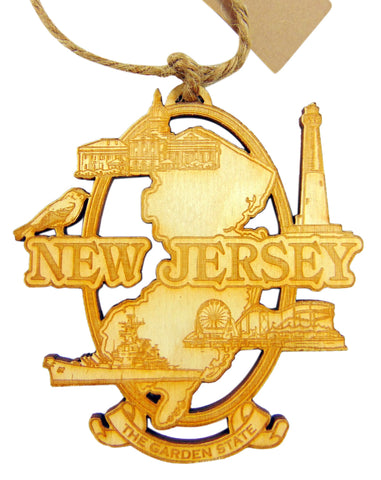 New Jersey Handmade Wooden Christmas Tree Decoration Garden State Decor Gift Boxed