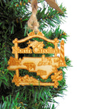 North Carolina Handmade Wooden Christmas Tree Decoration Bayou State Decor Gift Boxed