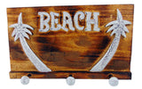Wooden Beach Bar Hanger or Towel Hook Handcarved with Palm Tree, 16 Inches
