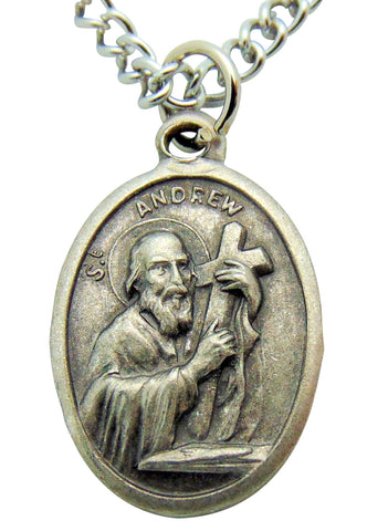 St Andrew Medal 3/4"L with 24" Endless Stainless Steel Chain