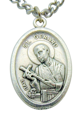 St Gerard Medal 3/4"L w/ 24" Endless Stainless Steel Chain Made in Italy