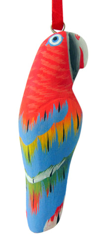 Parrot Ornament Handpainted Wooden Christmas Tree Decoration