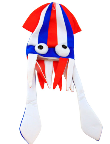 Flashing LED Light Up Squid Hat with Patriotic USA Red White & Blue PROMO SALE!